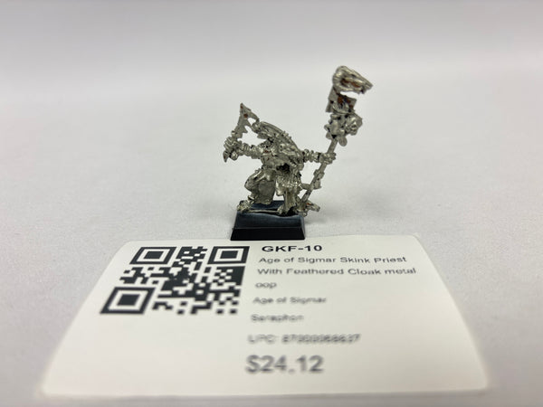 Age of Sigmar Skink Priest With Feathered Cloak metal oop GKF-10