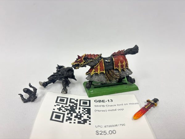 WHFB Chaos lord on mount (Horse) metal oop GBE-13