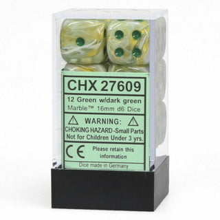 Chessex: Marble Green/Dark Green Set of 12 D6 Dice