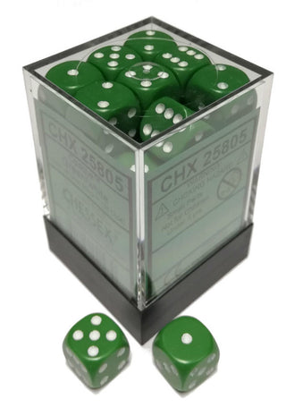Chessex: Opaque Green w/White Set of 36 d6 Dice