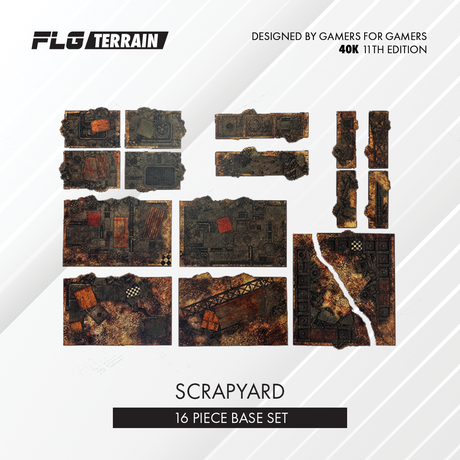 FLG Scrapyard 11th Edition full color MDF terrain bases, set of 16 footprints