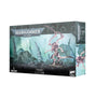 Box for a Tyranids Lictor miniature, shown from the front and right side. The artwork depicts a pinkish, many-limbed alien with curved scythe-like appendages in a rocky blue-green landscape; the front reads “WARHAMMER 40,000” and “TYRANIDS LICTOR.”