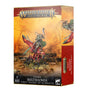 Box for a Sylvaneth Belthanos miniature, shown from the front and right side. The front depicts an armored, antlered figure riding a red, leaf-covered creature across a golden landscape; text reads “WARHAMMER AGE OF SIGMAR” and “BELTHANOS FIRST THORN OF KURNOTH.”