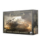 Dark gray Games Workshop box shown at an angle, with front artwork of two armored transports amid a fiery battlefield and a vehicle illustration on the side. Gold lettering reads “LEGIONS IMPERIALIS” and “DRACOSAN TRANSPORT DETACHMENT.”