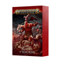 A red Faction Pack: Blades of Khorne card box shown at an angle, with a muscular warrior wielding weapons above fallen figures. The front reads “WARHAMMER AGE OF SIGMAR” and “FACTION PACK BLADES OF KHORNE.”