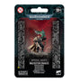 Front of a black and deep red Warhammer miniature package showing an armored Inquisitor Draxus with a pale cape and weapon, alongside a green winged familiar. The card reads “WARHAMMER 40,000,” “IMPERIAL AGENTS” and “INQUISITOR DRAXUS.”