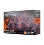 Boxed Kill Team: Nemesis Claw miniature set, with artwork of blue-armored Chaos Space Marines on red bases against a red industrial backdrop. The front reads “KILL TEAM” and “NEMESIS CLAW”; the right side panel repeats the set name.