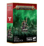 Box for a Skaven Arch-Warlock miniature, with a painted rat-like figure in gray armor, purple robes and green mechanical gear standing on rubble. The red-and-green package reads “WARHAMMER AGE OF SIGMAR,” “SKAVEN ARCH-WARLOCK” and “1 CITADEL MINIATURE”; the side repeats the figure artwork.