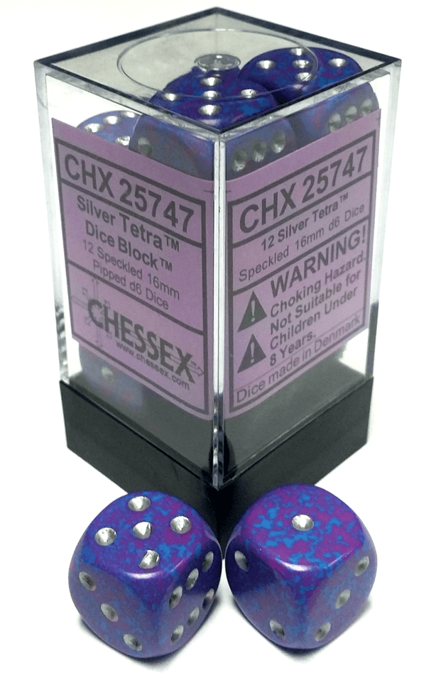 Chessex: Speckled Silver Tetra Set of 12 d6 Dice