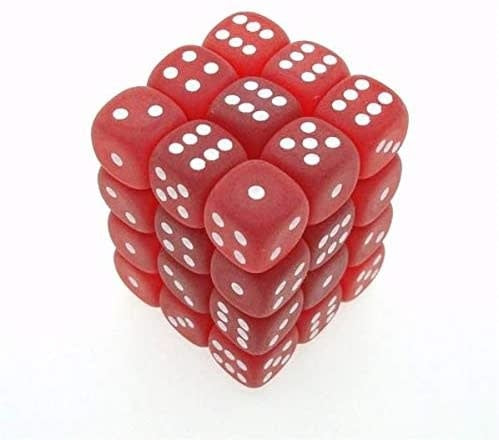 Chessex: Frost Red/White Set of 12 D6 Dice