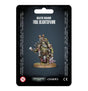 Front of a black-backed package showing a painted Foul Blightspawn miniature in mottled green, brown and purple armor, with a bulky tank on its back and a weapon, standing on a round base. White text reads “DEATH GUARD” and “FOUL BLIGHTSPAWN.”