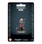 Front of a dark blister card displaying a standing Magus miniature in red and black robes, holding ornate weapons and standing on a round base. The card reads “GENESTEALER CULTS MAGUS,” with “WARHAMMER 40,000” and “CITADEL” logos below.
