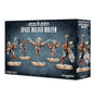 Box for Space Wolves Wulfen miniatures, showing five muscular, fur-clad warriors with icy blue weapons, shields and axes on snowy bases against a dark blue background. The front reads “SPACE WOLVES WULFEN” and “5 MINIATURES”; the right side repeats a warrior illustration.