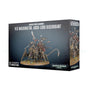 Dark gray box for a Chaos Space Marines miniature, showing an armored figure mounted on a many-legged mechanical beast with blades, cables and a curved tail. The front reads “VEX MACHINATOR, ARCH-LORD DISCORDANT” and “WARHAMMER 40,000”; the right side repeats the artwork.