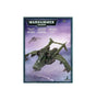 Front of the Astra Militarum Valkyrie miniature box, showing a detailed olive-green futuristic aircraft banking over a purple landscape, with twin engines, broad wings and weapons. The top bears the text “WARHAMMER 40,000.”
