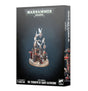 Dark gray Warhammer 40,000 box shown from the front and right side, with artwork of an ornate red, black and gold procession of figures and white-winged cherubs. The front reads “WARHAMMER 40,000” and “THE TRIUMPH OF SAINT KATHERINE.”
