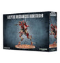 Box for the Adeptus Mechanicus Ironstrider miniature, shown from the front and right side. The artwork depicts a red-and-metallic, long-legged mechanical warrior with a mounted gun on an oval base; the box reads “ADEPTUS MECHANICUS IRONSTRIDER” and “WARHAMMER 40,000.”