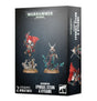 Dark charcoal Warhammer 40,000 box showing two painted miniatures on round bases: one in armor with a flowing red cape and one in dark teal robes. The front reads “EPHRAEL STERN & KYGANIL” and “2 CITADEL MINIATURES”; character artwork appears on the side.