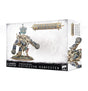 A white Warhammer box shows a bone-armored, skeletal Gothizzar Harvester miniature with teal and dark blue accents, wielding spiked weapons on an oval base; the box side shows a cropped second view. The front reads “WARHAMMER AGE OF SIGMAR” and “GOTHIZZAR HARVESTER.”