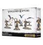 Box for Stormcast Eternals: Vanguard-Raptors, showing gold-armored figures in blue robes with crossbows and blue-feathered birds on bases. The front reads “VANGUARD-RAPTORS,” “6 CITADEL MINIATURES” and “WARHAMMER AGE OF SIGMAR.”