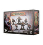 Necromunda miniatures boxed set, shown from the front and right side on a white background. The gray, rust-toned box depicts armored fighters and six miniatures; its front reads “NECROMUNDA” and “GOLIATH STIMMERS & FORGE-BORN.”