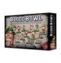 Box of Blood Bowl miniatures shown from the front and right side, with illustrated grotesque football players in green, purple and orange. The front reads “BLOOD BOWL,” “NURGLE’S ROTTERS” and “NURGLE BLOOD BOWL TEAM.”