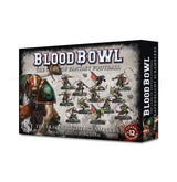 Blood Bowl miniature team box on a white background, showing armored rat-like players in action and a large rat figure on the front; the narrow right side repeats the title. Prominent text reads “BLOOD BOWL,” “THE SKAVENBLIGHT SCRAMBLERS,” and “12 CITadel MINIATURES.”