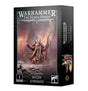 Black Warhammer miniature box showing red-and-gold armored Azhek Ahriman raising a hand amid lightning and holding a staff; the side panel has a smaller character image. Front text reads “WARHAMMER THE HORUS HERESY” and “THOUSAND SONS AHZEK AHRIMAN.”