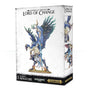 Box for the Lord of Change miniature, showing a tall blue, birdlike winged figure with a staff and ornate gold details on the front; two smaller views appear on the side. The box reads “LORD OF CHANGE” and “1 CITADEL MINIATURE.”