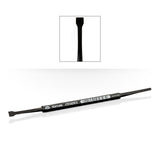 A long, slim black texture spreader tool lies diagonally on a white background, with a flat paddle tip at one end and a narrow rounded end at the other. An inset shows the paddle tip close up; white lettering on the handle reads “TEXTURE CITADEL.”