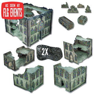 Warhammer 40k Terrain Set, 5 Terrain Pieces, Two-tiered Building, Tenamant  46, Command Post, Pump Station and Industrial Piping 
