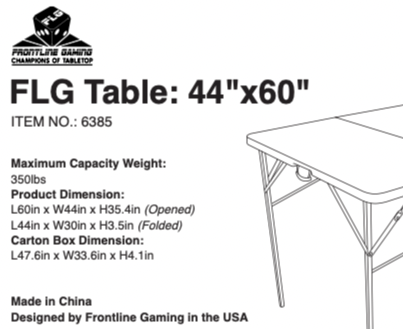 FLG Gaming Tables: 60" x 44"