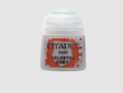 A small white plastic paint pot with a rounded flip-top cap, shown upright against a plain light background. Its orange-and-white label reads “CITADEL,” “BASE,” and “CELESTRA GREY.”