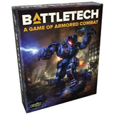 Front of the BattleTech: Game of Armored Combat board game box, with a blue armored mech amid a smoky, battle-lit scene. The cover reads “BATTLETECH” and “A GAME OF ARMORED COMBAT,” with a small “CATALYST” logo near the bottom.