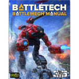 Cover of the BattleTech: BattleMech Manual showing a large red armored mech firing a glowing blue weapon amid snow, smoke and explosions. The blue cover reads “BATTLETECH” and “BATTLETECH MANUAL” in bold lettering.
