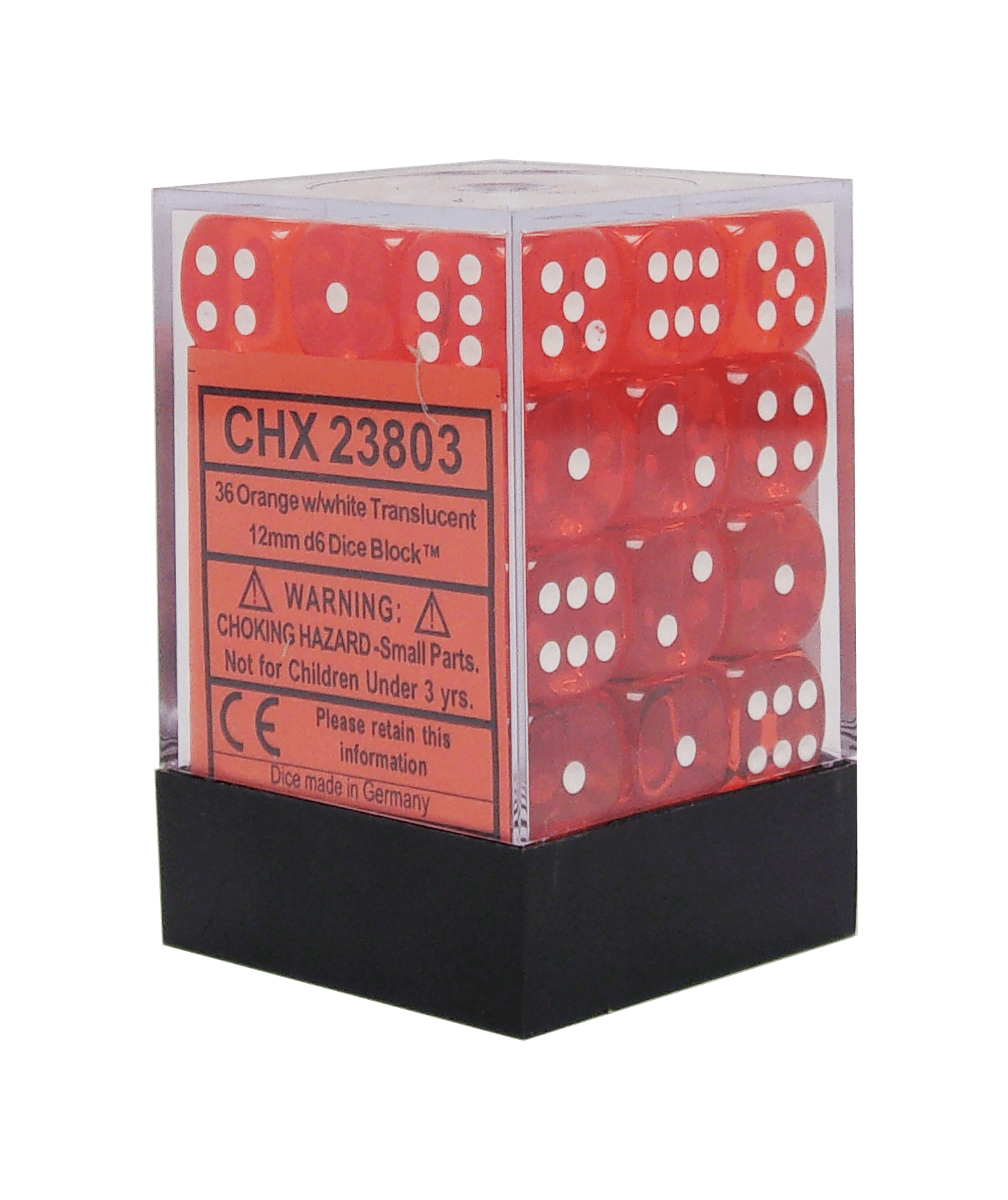 Chessex: Translucent Orange/White Set of 36 D6 Dice