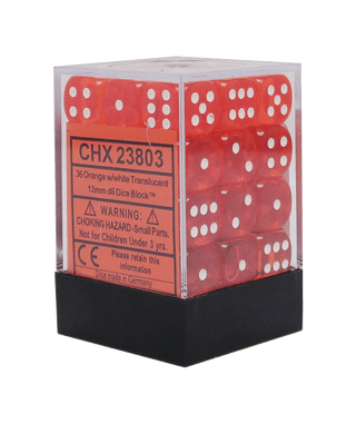 Chessex: Translucent Orange/White Set of 36 D6 Dice