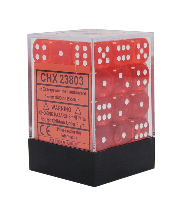 Chessex: Translucent Orange/White Set of 36 D6 Dice