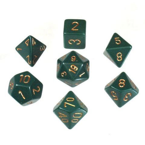 Chessex: Opaque Dusty Green/Copper Polyhedral 7-Die Set