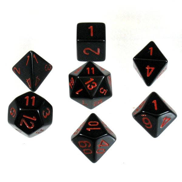 Chessex: Opaque Black/Red Polyhedral 7-Die Set