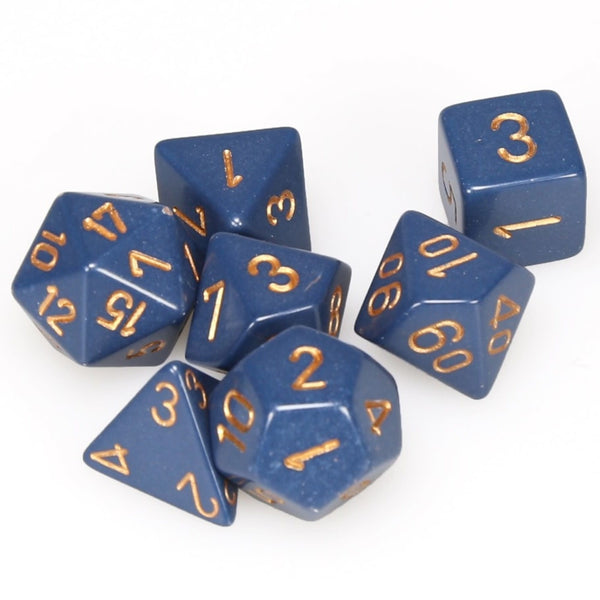 Chessex: Opaque Dusty Blue/Copper Polyhedral 7-Die Set
