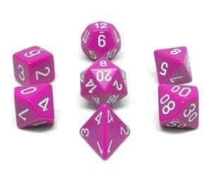 Chessex: Opaque Light Purple/White Polyhedral 7-Die Set