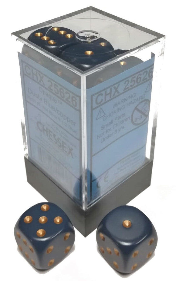 Chessex: Opaque Dusty Blue/Cppr Set of 12 D6 Dice