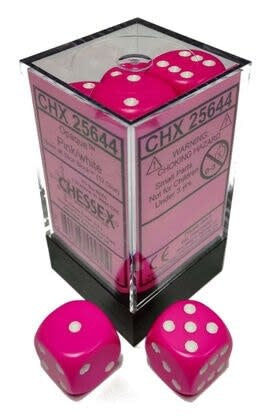 Chessex: Opaque Pink/White Set of 12 D6 Dice