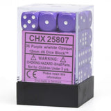 Chessex: Opaque Purple/White Set of 36 D6 Dice