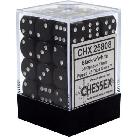 Chessex: Opaque Black/White Set of 36 D6 Dice