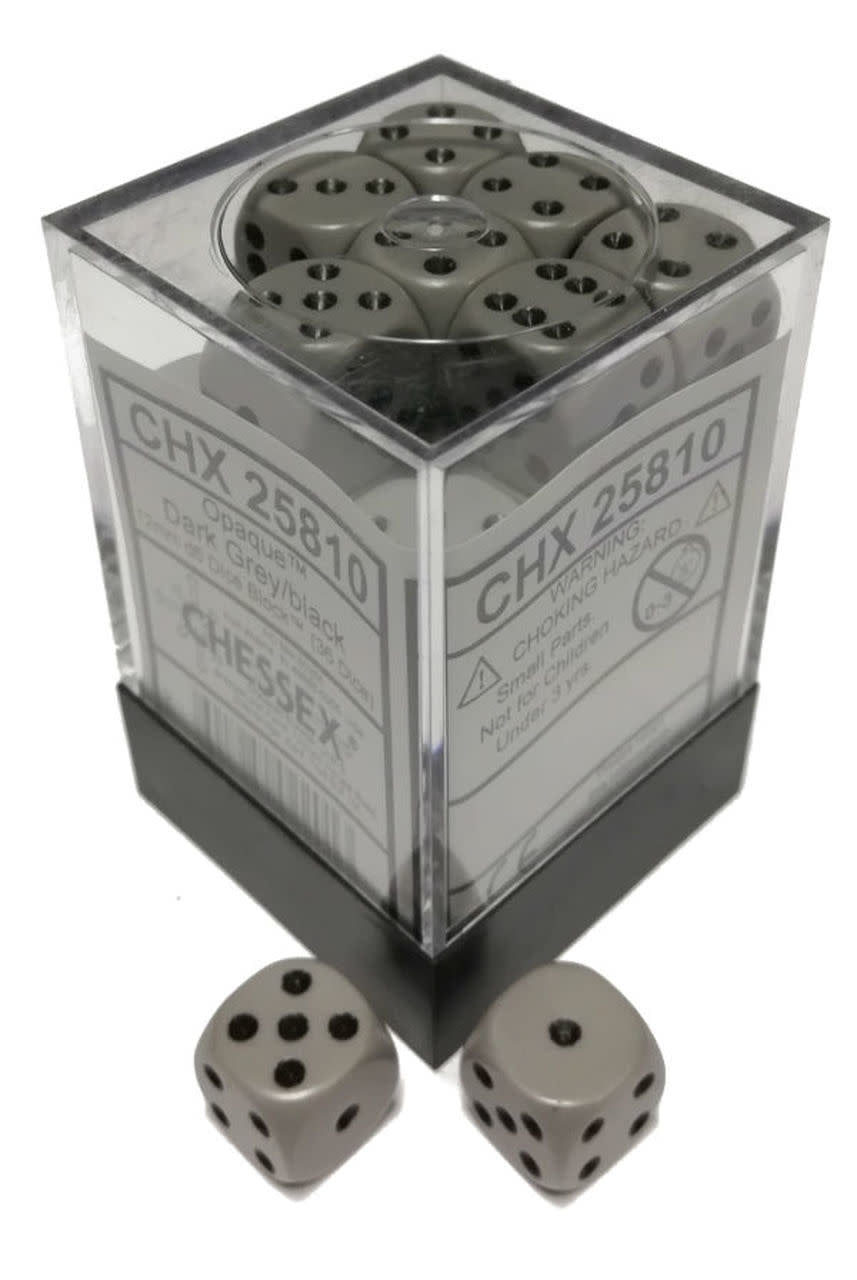 Chessex: Opaque Dark Grey/Black Set of 36 D6 Dice