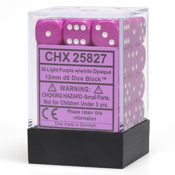 Chessex: Opaque Light Purple/White Set of 36 D6 Dice