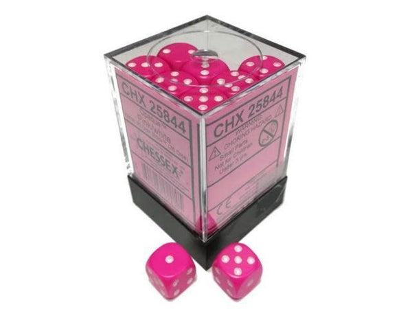 Chessex: Opaque Pink/White Set of 36 D6 Dice