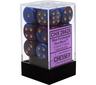 Chessex: Gemini Blue-Purple/Gold Set of 12 D6 Dice